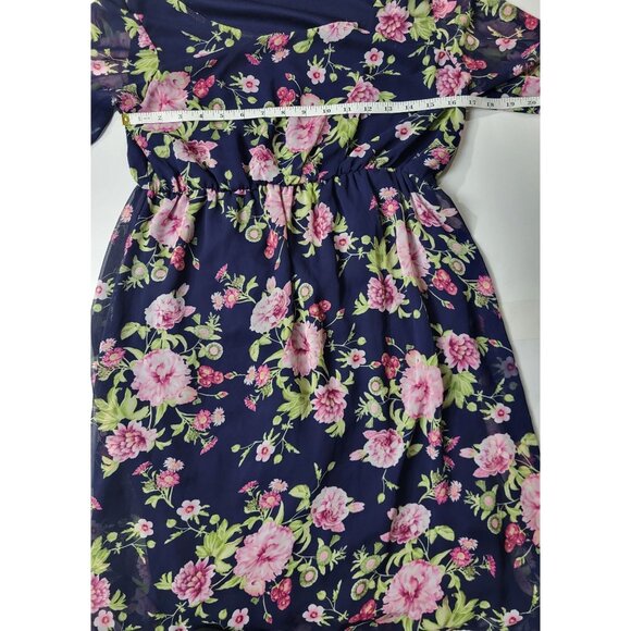 Pink Blush Womens Maternity Floral Dress Navy Blue Size Medium - Picture 4 of 9